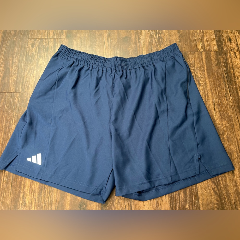 Adidas D4T Shorts Mens Size 2XL Blue Solid Logo Zipper Pockets IP9746 NWT